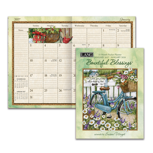 2027 13-Month Planner LANG Bountiful Blessings Pocket Month to View 27991012096
