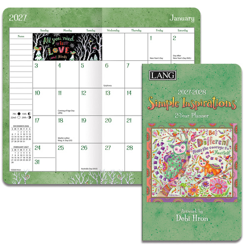 2027-2028 2-Year Planner LANG Simple Inspirations Pocket Month to View 27991071094