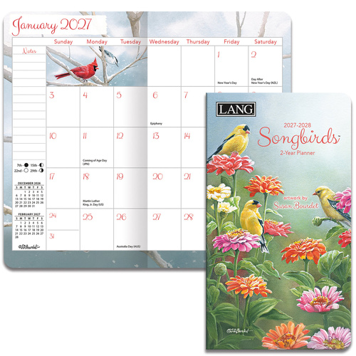 2027-2028 2-Year Planner LANG Songbirds Pocket Month to View 27991071077