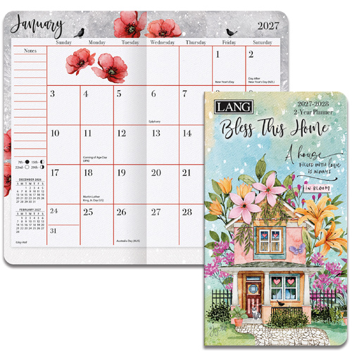 2027-2028 2-Year Planner LANG Bless This House Pocket Month to View 27991071113
