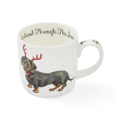 Royal Worcester Wrendale Designs Mug 310mL Dachshund Through The Snow MMOC5629-XG
