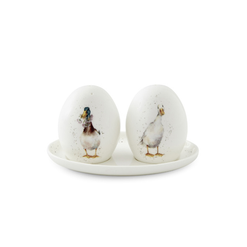 Royal Worcester Wrendale Designs Salt & Pepper Shakers 8.5cm Ducks with Tray, WN4383-XG