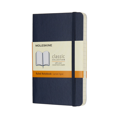 Moleskine Classic Pocket Notebook Hard Cover Ruled Sapphire Blue