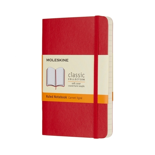 Moleskine Classic Notebook Pocket - Scarlet Red, Ruled, Soft Cover