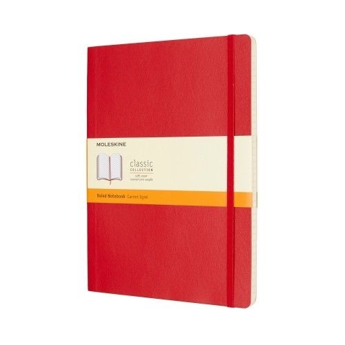 Moleskine Classic Notebook, Extra Large 19x25cm Ruled, Red, Soft Cover