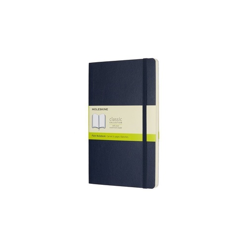 Moleskine Classic Soft Cover Notebook, Large, Plain, Saphire Blue