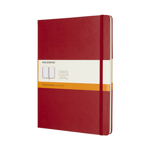 Moleskine Classic Notebook, Extra Large 19x25cm, Ruled, Red, Hard Cover