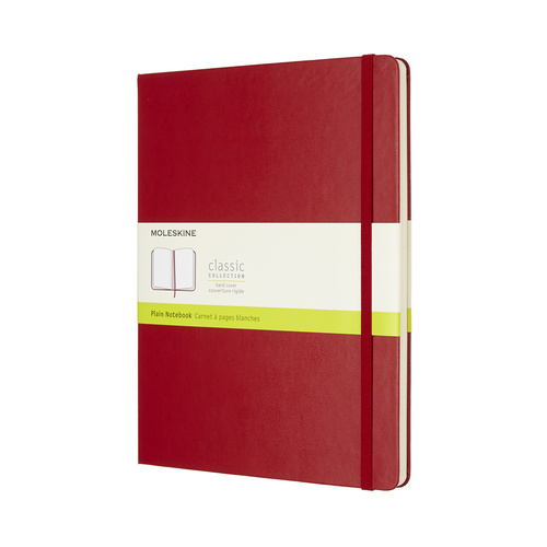 Moleskine Classic Notebook, Extra Large Plain Hard Cover Scarlet Red