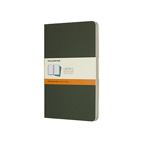 Moleskine Cahier Large Ruled Myrtle Green Notebook Set of 3