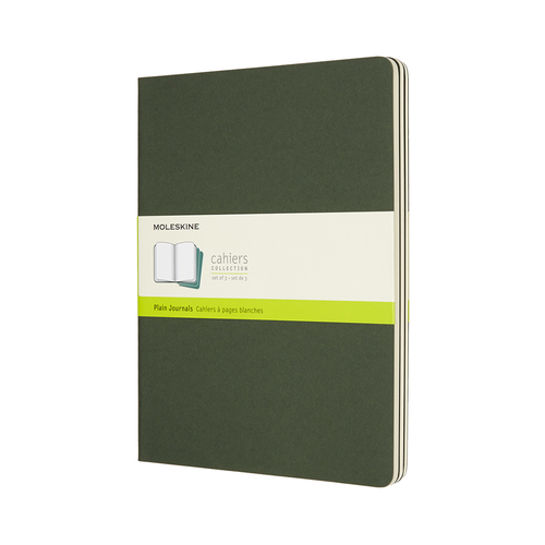 Moleskine Cahiers Journal, Extra Large, Plain, Set of 3 Myrtle Gree