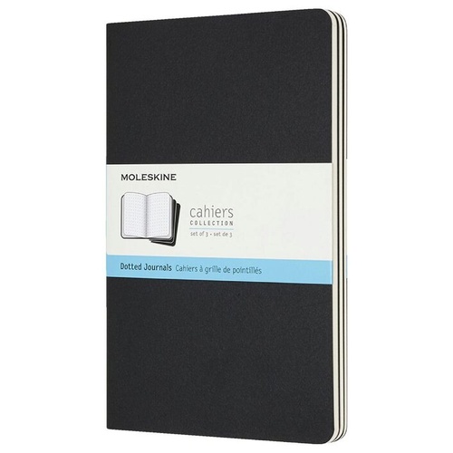 Moleskine Cahiers Journal, Large, Dotted, Black, Set Of Three