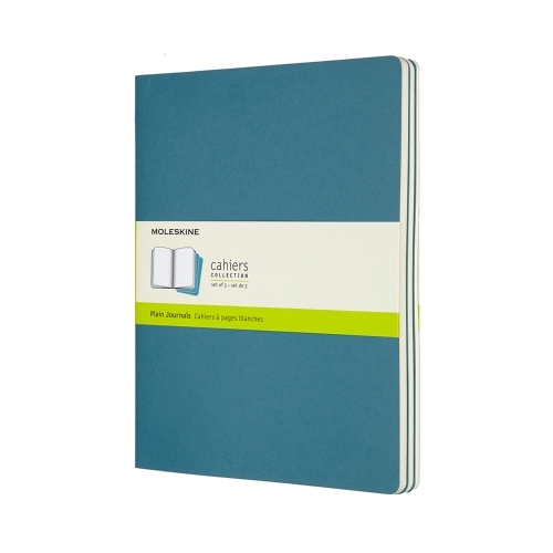 Moleskine Cahier Journal Set of 3 Extra Large - Brisk Blue, Plain
