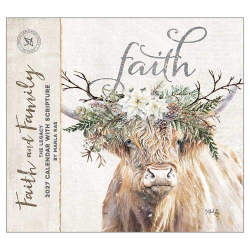 2027 Calendar The Legacy Faith And Family with Scripture Horizontal Wall WCA113686