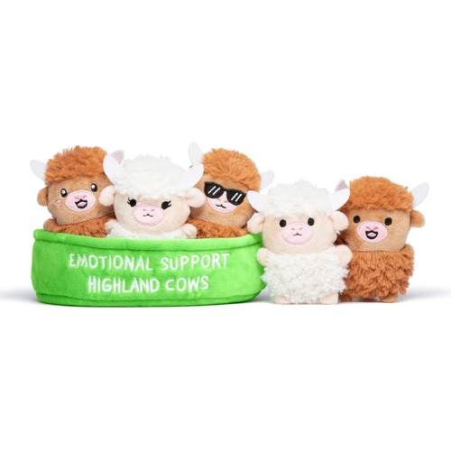 Relatable Plush Emotional Support Highland Cows (5 in Basket), ESHC5043AU