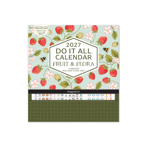 2027 17-Month Calendar Orange Circle Do-It-All 305x325mm Magnetic Wall Fruit & Flora, 27077