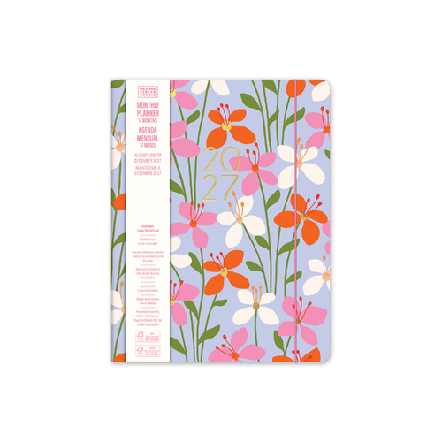 2027 17-Month Planner Orange Circle Just Right 191x248mm Month to View Secret Garden, 27324