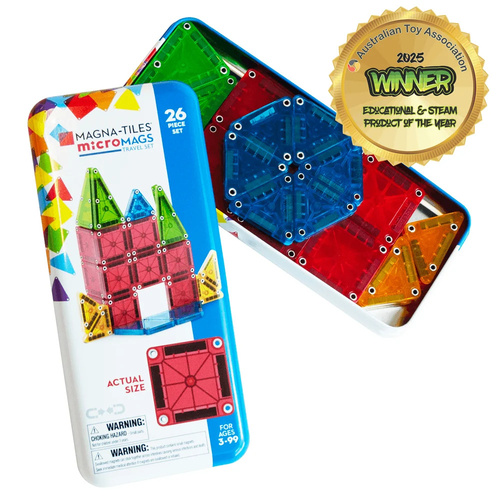 MAGNA-TILES microMAGS Construction Set Travel Set 26 Piece, MT44026