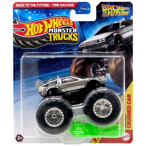 Hot Wheels Monster Trucks with Crushed Car - Back To The Future Time Machine