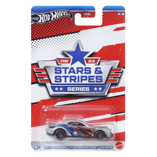 Hot Wheels 2024 Stars & Stripes Diecast Car 1:64 - 2018 Dodge Challenger SRT Demon