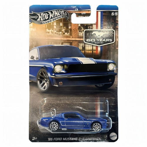 Hot Wheels Silver Series Ford Mustang 60 Years Diecast Car 1:64 - '65 Ford Mustang 2+2 Fastback