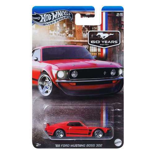 Hot Wheels Silver Series Ford Mustang 60 Years Diecast Car 1:64 - '69 Ford Mustang Boss 302