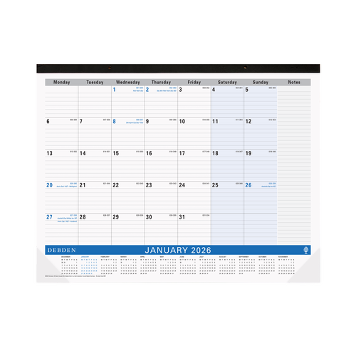 2026 Desktop Planner Debden A2 Month to View with Cardboard Backing 3901.C59