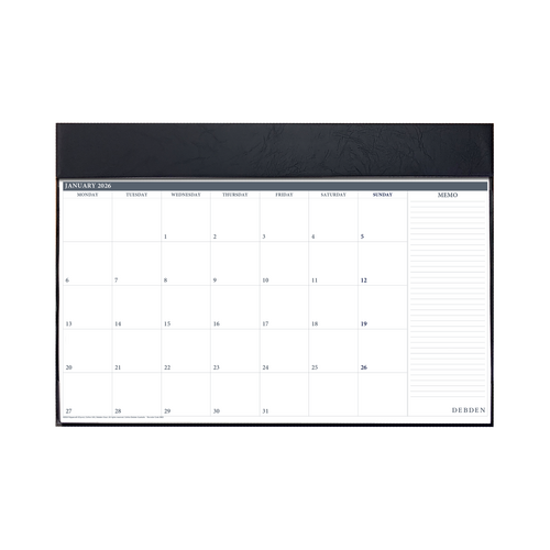 2026 Desktop Planner Debden 54x38cm Month to View with PVC Enclosure Black 3902.V99