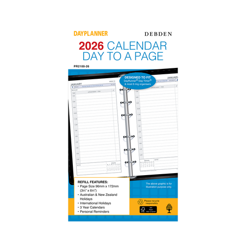 2026 Diary Refill Debden DayPlanner Personal Day to Page PR2100
