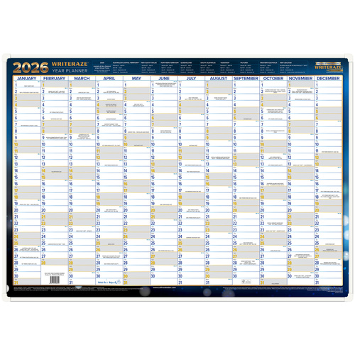 2026 Year Planner Writeraze QC2 70x50cm Laminated Framed 11600