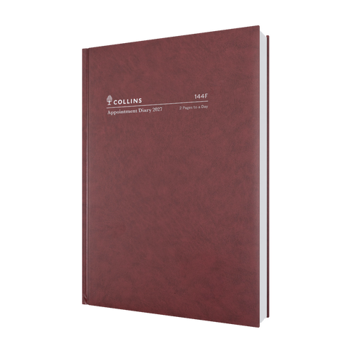 Collins Appointment 2027 Diary A4 2 Pages to a Day Burgundy Early Edition 144F.P78