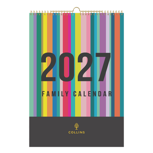2027 Calendar Collins Edge Rainbow Family A3 Wiro Wall EDFC135