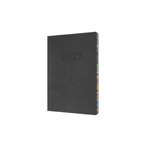 2027 Diary Collins Edge Rainbow A5 Week to View Charcoal Black, ED153.U96