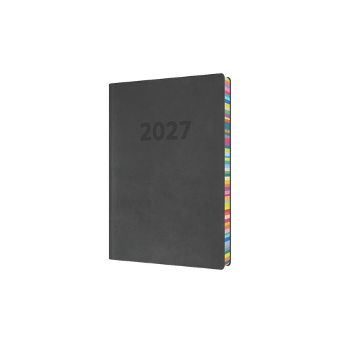 2027 Diary Collins Edge Rainbow A5 Day to Page Charcoal Black, ED151.U96