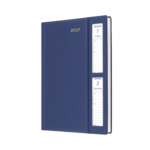 2027 Diary Collins Belmont Desk A5 2 Days to a Page Windowfaced Navy, 287W.V59