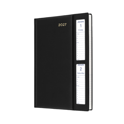 2027 Diary Collins Belmont Desk A5 2 Days to a Page Windowfaced Black, 287W.V99