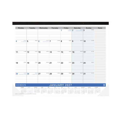 2027 Tabletop Planner Debden A2 Month to View with Cardboard Backing, 3901.C59