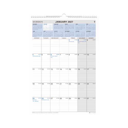 2027 Calendar Debden A3 Wiro Wall, CE0013