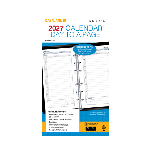 2027 Refill Debden DayPlanner Personal Day to Page, PR2100