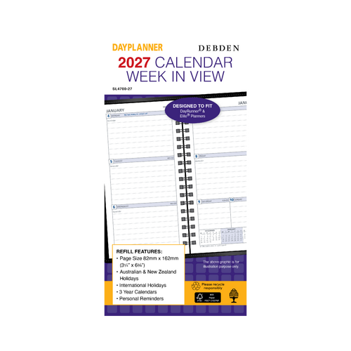 2027 Refill Debden DayPlanner Slim Week to View, SL4700