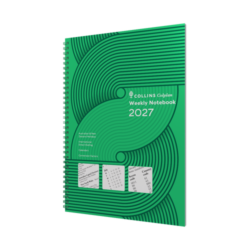 2027 Diary Collins Colplan Weekly Notebook A4 Week to View with Notes (Right) Green, 62.P52