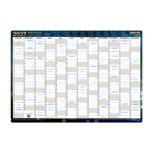 2027 Year Planner Writeraze QC 100x70cm Laminated Framed 11800