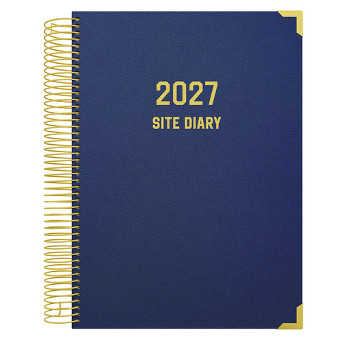 2027 Diary Collins Site A4 Day to Page Navy Spiral, Construction Builder Tradie Work Diary STD141.59