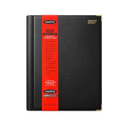 2027 Diary Nextra Executive A4 Day to Page Black, NXA4D