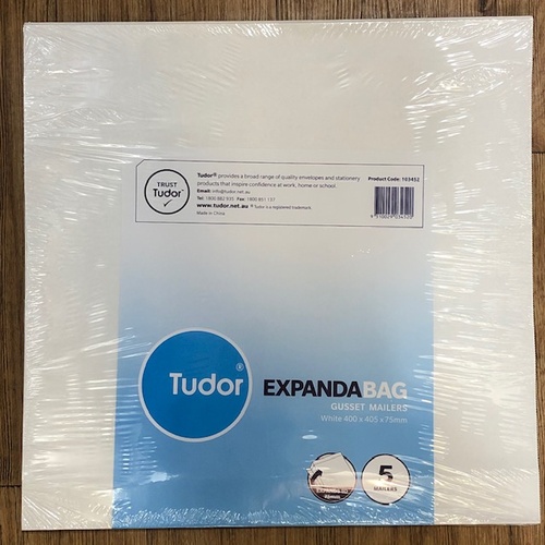 Tudor Expandabag Gusset White Mailers/Envelopes 400 x 405 x 75 mm Pack of 5