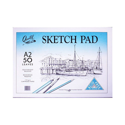 Quill Cartridge Paper Sketch Pad A2 50 Sheets 100851385