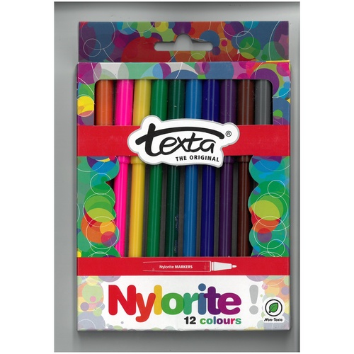 Texta Nylorite Coloured Markers Non-Toxic - Pack of 12 49872