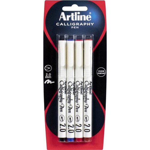 Artline Calligraphy Pens 2.0mm Assorted - Pack of 4 124274