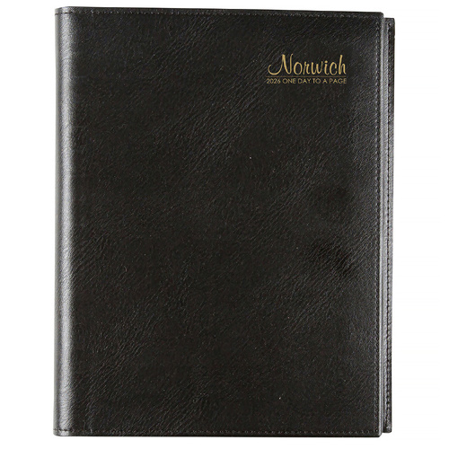 2026 Diary Cumberland Norwich A4 Day to Page Black Spiral, ACCO 41S26