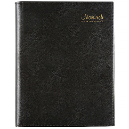 2026 Diary Cumberland Norwich Quarto Day to Page Black Spiral, ACCO 91S26
