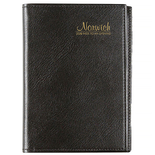 2026 Diary Cumberland Norwich A6 Week to View Black Spiral, ACCO 67S26